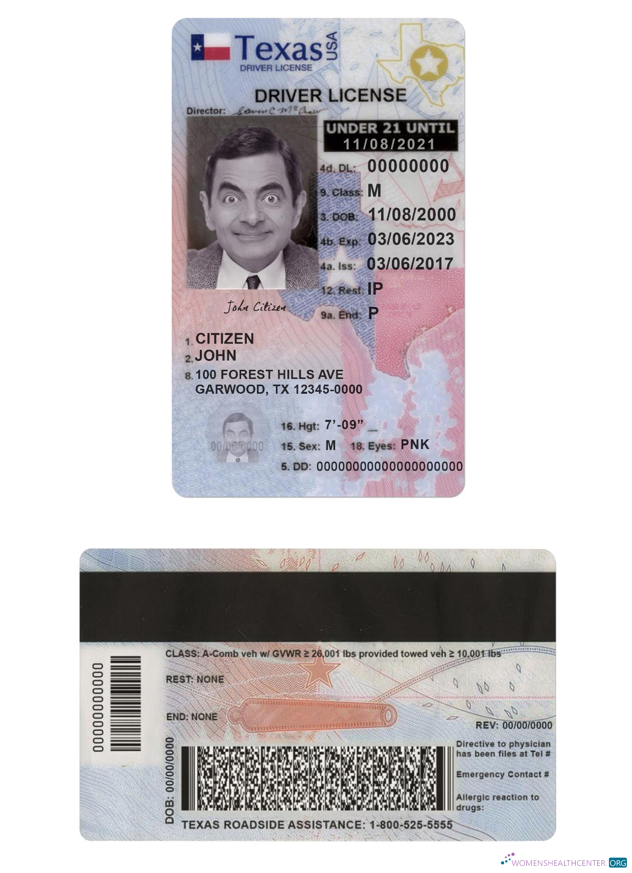 download USA Texas driving license under 21